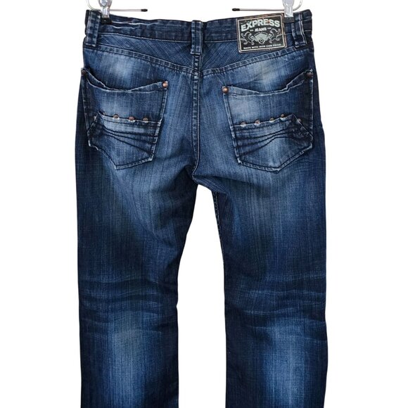 Express Jeans Distressed Mens Denim Pants With Frayed Hem - Picture 4 of 8